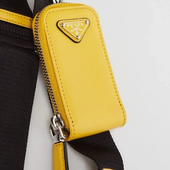Prada Yellow Leather Triangle Logo Crossbody Bag - Picture 8 of 12